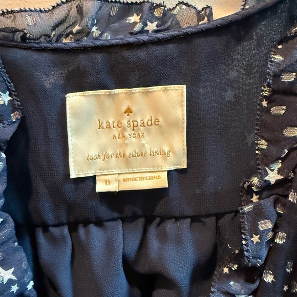 Kate Spade Night Sky Lurex Silk Witchy celestial Long Sleeve Mini Dress Size 0 - Picture 8 of 10